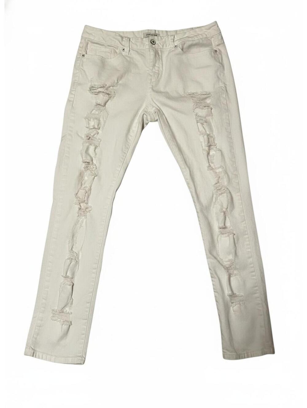 JUSTUSA White Distressed Slim Fit Jeans Size 13